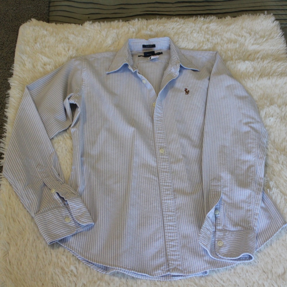 Ralph Lauren Blue & White Long Sleeve Shirt